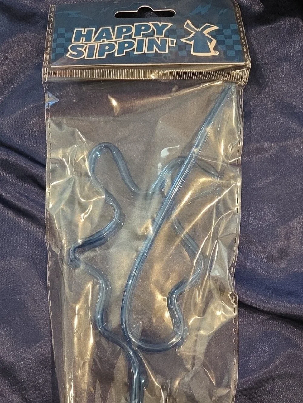 Blue Dutch Bros Sign Straw